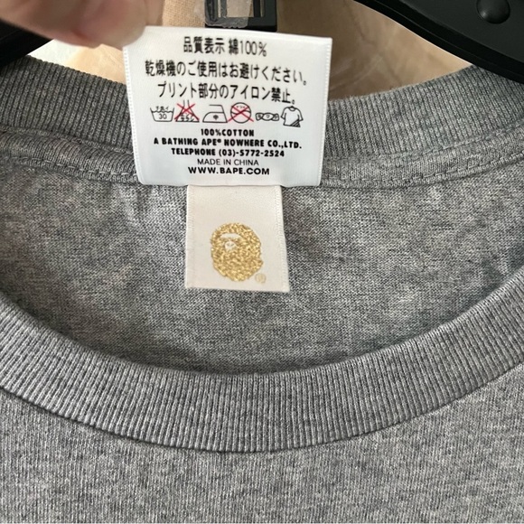 BATHING APE sz L Gray Tee BAPESTA Tshirt Short Sleeve BAPE Japan - Picture 4 of 9